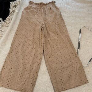 Tan English Factory Wide Leg Pants with Black Dots medium
